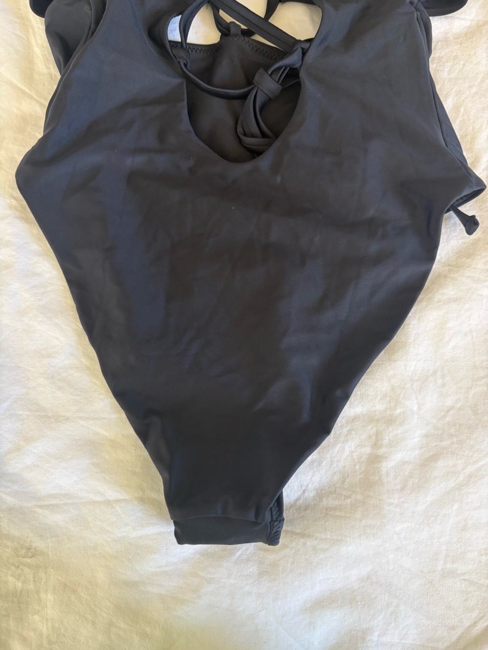 🔥SALE NWOT ELTEE SWIM High-Waist Black Strappy Cut Out One-Piece Swimsuit, Sz L - Picture 9 of 13
